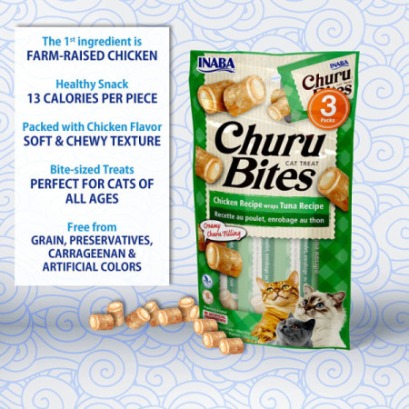 Churu Cat Chicken Bites recheados com creme de atum