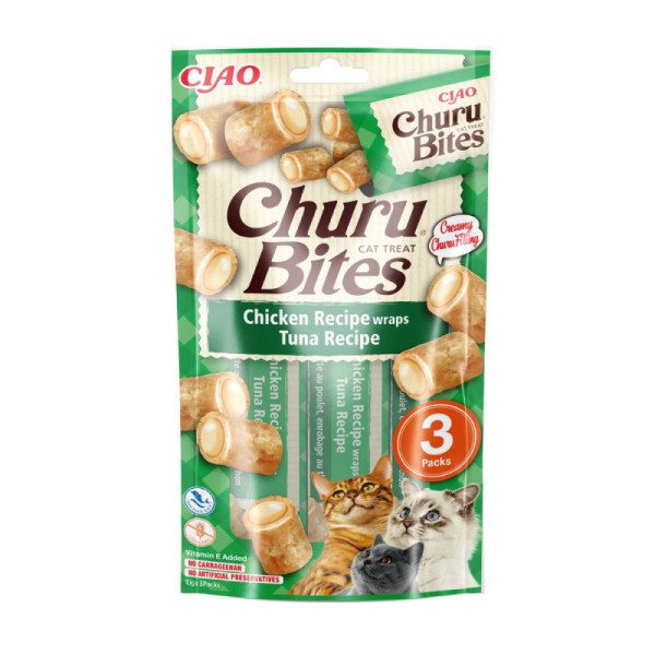 Churu Cat Chicken Bites recheados com creme de atum