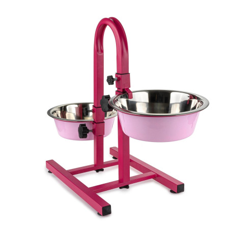 Happet Comedouro inox com altura rosa