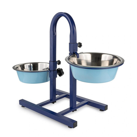 Happet Comedouro inox com altura azul