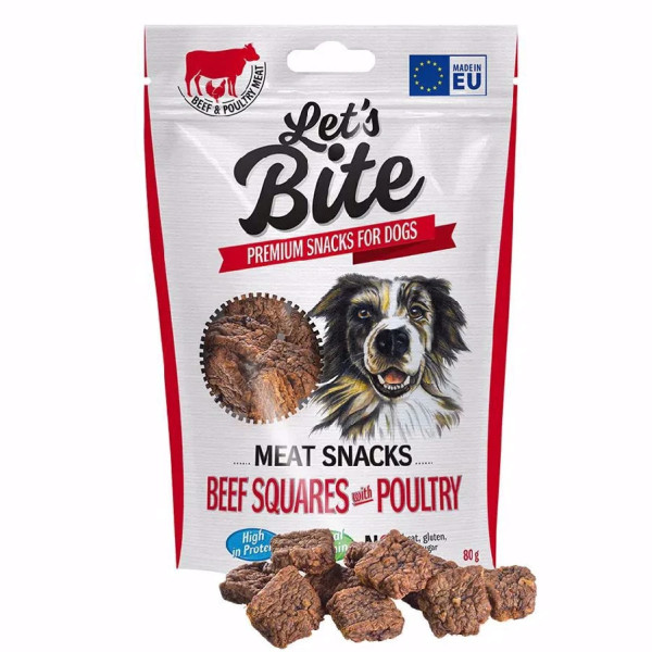 Brit Let's Bite Dog Meat Snacks Beef Squares with Poultry