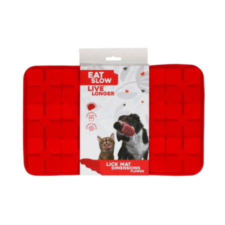 Eat Slow Live Longer Lick Mat Flower Vermelho