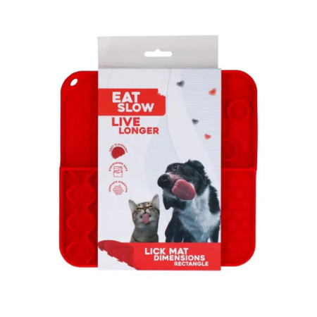 Eat Slow Live Longer Lick Mat  Rect Vermelho