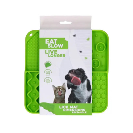 Eat Slow Live Longer Lick Mat  Rect Verde