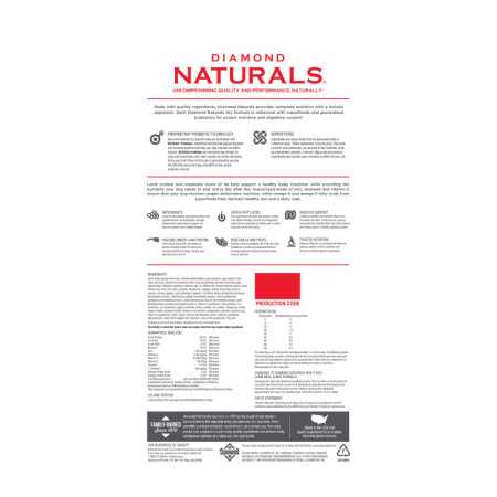 Diamond Naturals Ração Adulto Raças Médias de Borrego