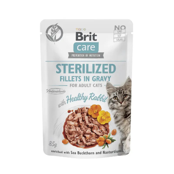 Brit Care Cat Filetes Sterilized Healthy Rabbit em Molho