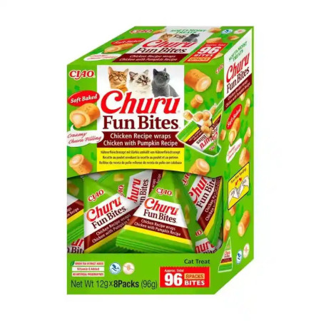Churu Cat Fun Bites recheados com creme de galinha com abóbora