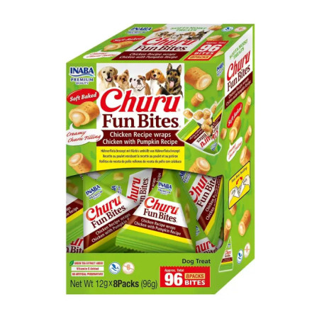 Churu Dog Fun Bites recheados com creme de galinha e abóbora