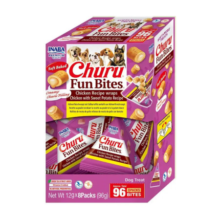 Churu Dog Fun Bites recheados com creme de galinha e batata doce