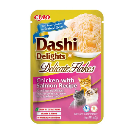 Churu Cat Dashi Delights Delicate Flakes de Frango com Salmão