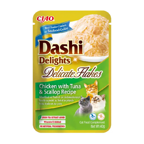 Churu Cat Dashi Delights Delicate Flakes de Frango com Atúm e Vieiras