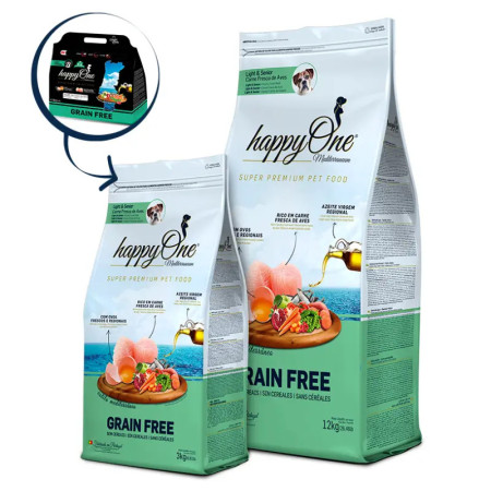 HappyOne Mediterraneum Cães Light/Senior - Produzida em Portugal