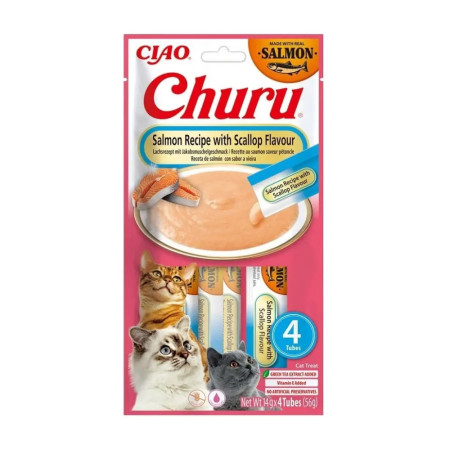 Churu Cat Receita Salmão e vieira -  o seu gato vai adorar!