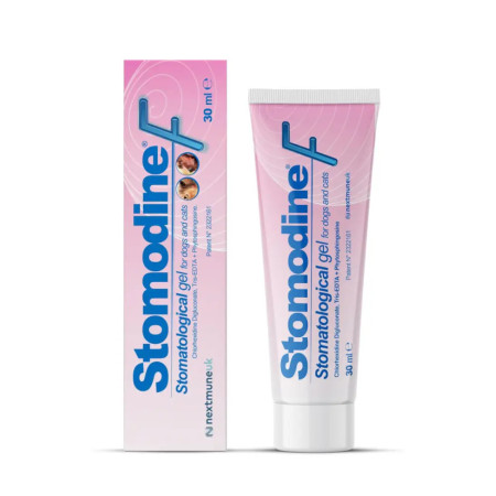 Stomodine gel para as gengivas para tratamento da gengivite em animais