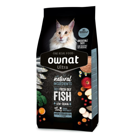 Ownat Ultra Cat Mature Sterilised Fish Ração seca gato senior + 7 anos