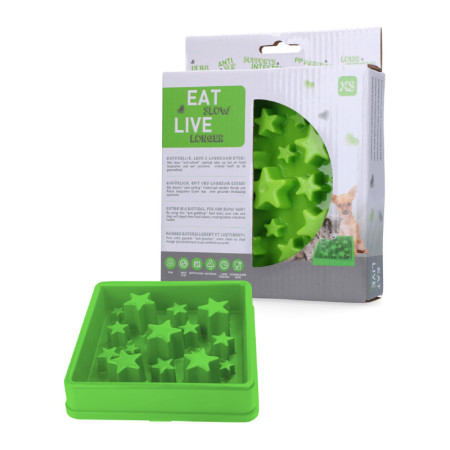 Eat Slow Live Longer Comedouro Miniatura Stars verde