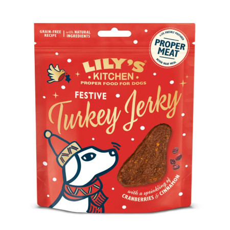 Lily's Kitchen Festive Snacks Turkey Jerky Biscoitos de Natal para cão