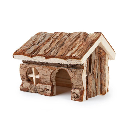 Casa com chaminé em madeira para hamster