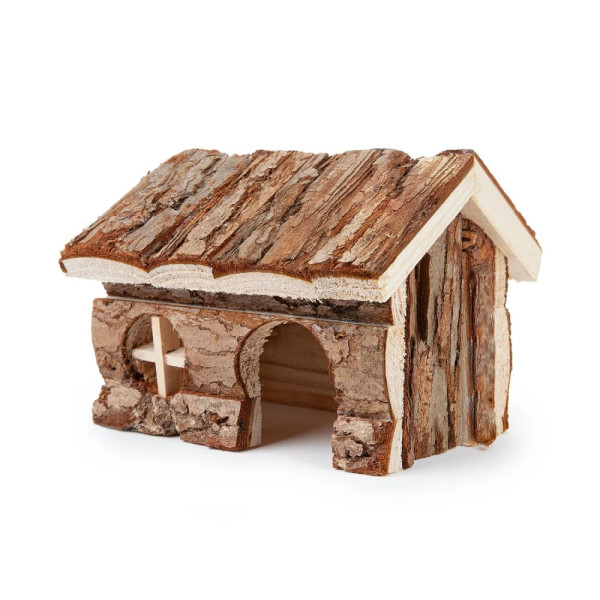 Casa com chaminé em madeira para hamster