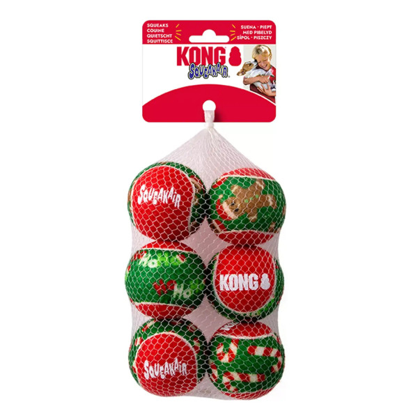 Kong Holiday Squeakair Bolas de Ténis NATAL