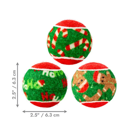 Kong Holiday Squeakair Bolas de Ténis NATAL