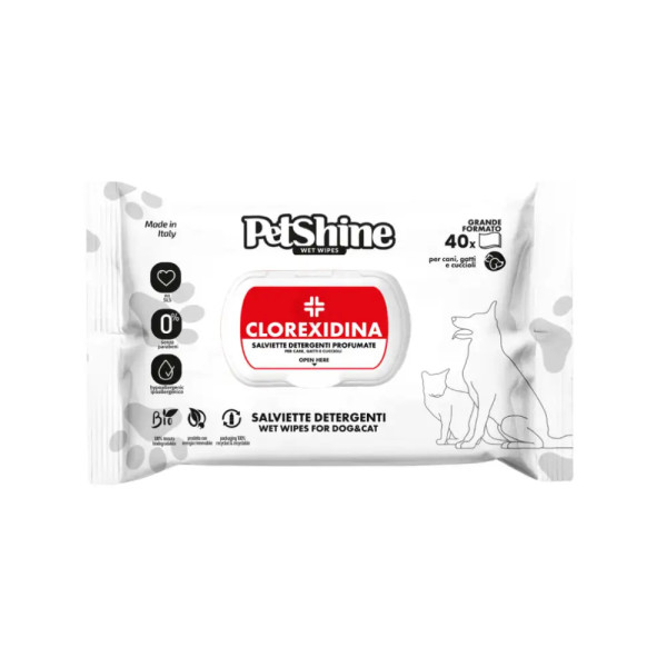 PetShine Toalhitas de clorexidina - ação antimicrobiana