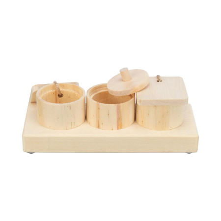 Trixie Puzzle Snack Cups em madeira para coelhos e porquinhos