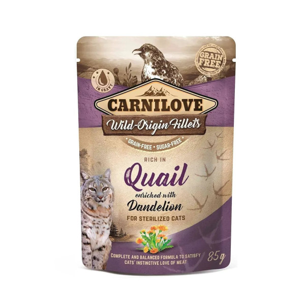 Carnilove Wet Sterilized Cat Quail with Dandelion