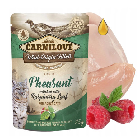 Carnilove Húmido para gato de faisão com folhas de framboesa