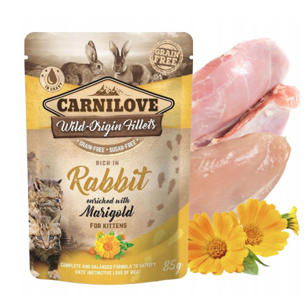 Carnilove Húmido para gatinho com coelho e tagetes
