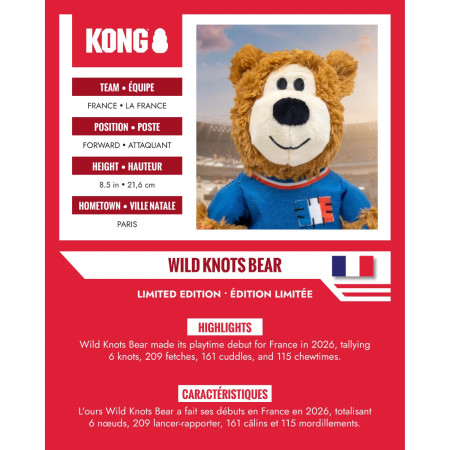 Kong Wild Knots Urso Soccer França - Edição Mundial de Futebol